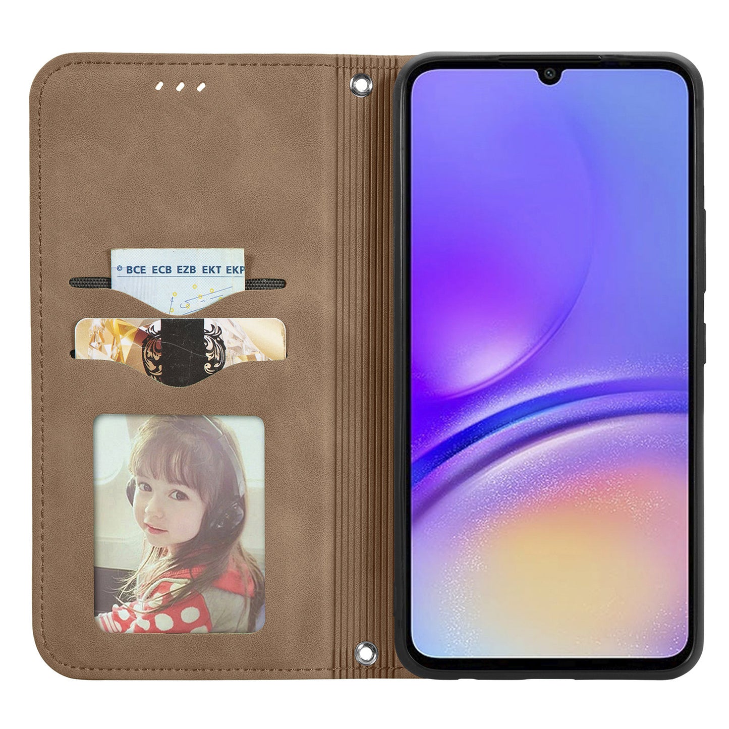 For Samsung Galaxy A06 Case Skin Touch Feeling Leather Wallet Phone Cover Magnetic Absorption - Brown