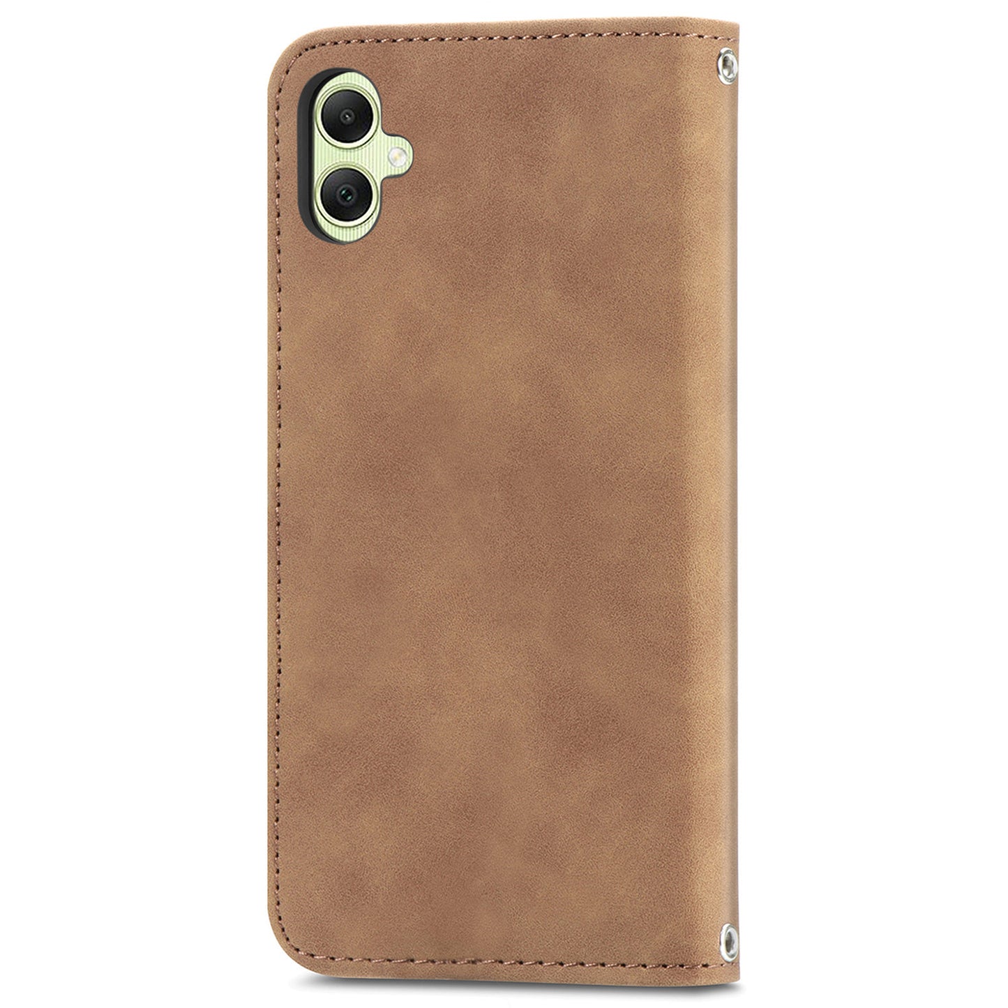 For Samsung Galaxy A06 Case Skin Touch Feeling Leather Wallet Phone Cover Magnetic Absorption - Brown