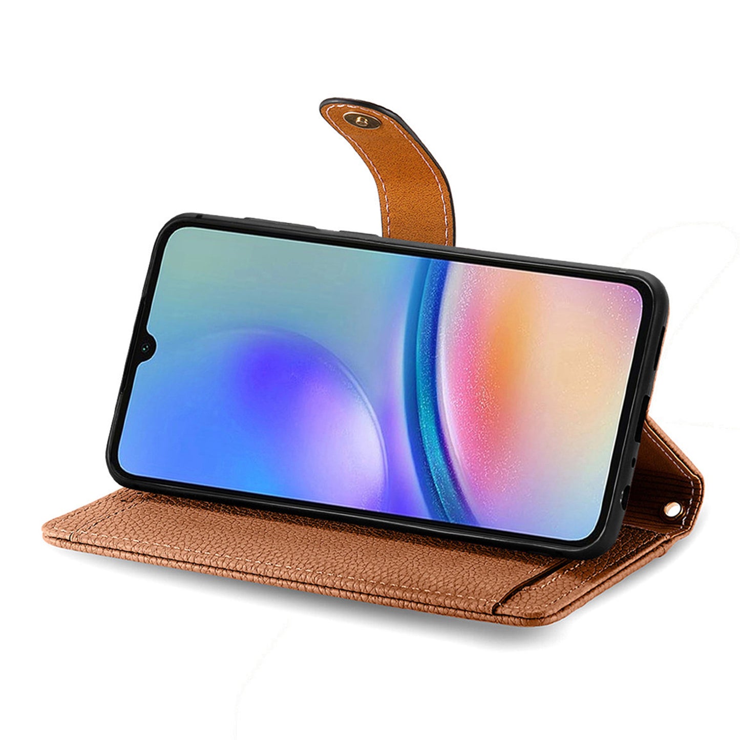 For Samsung Galaxy A06 Case RFID Blocking Zipper Pocket Leather Wallet Phone Cover - Brown