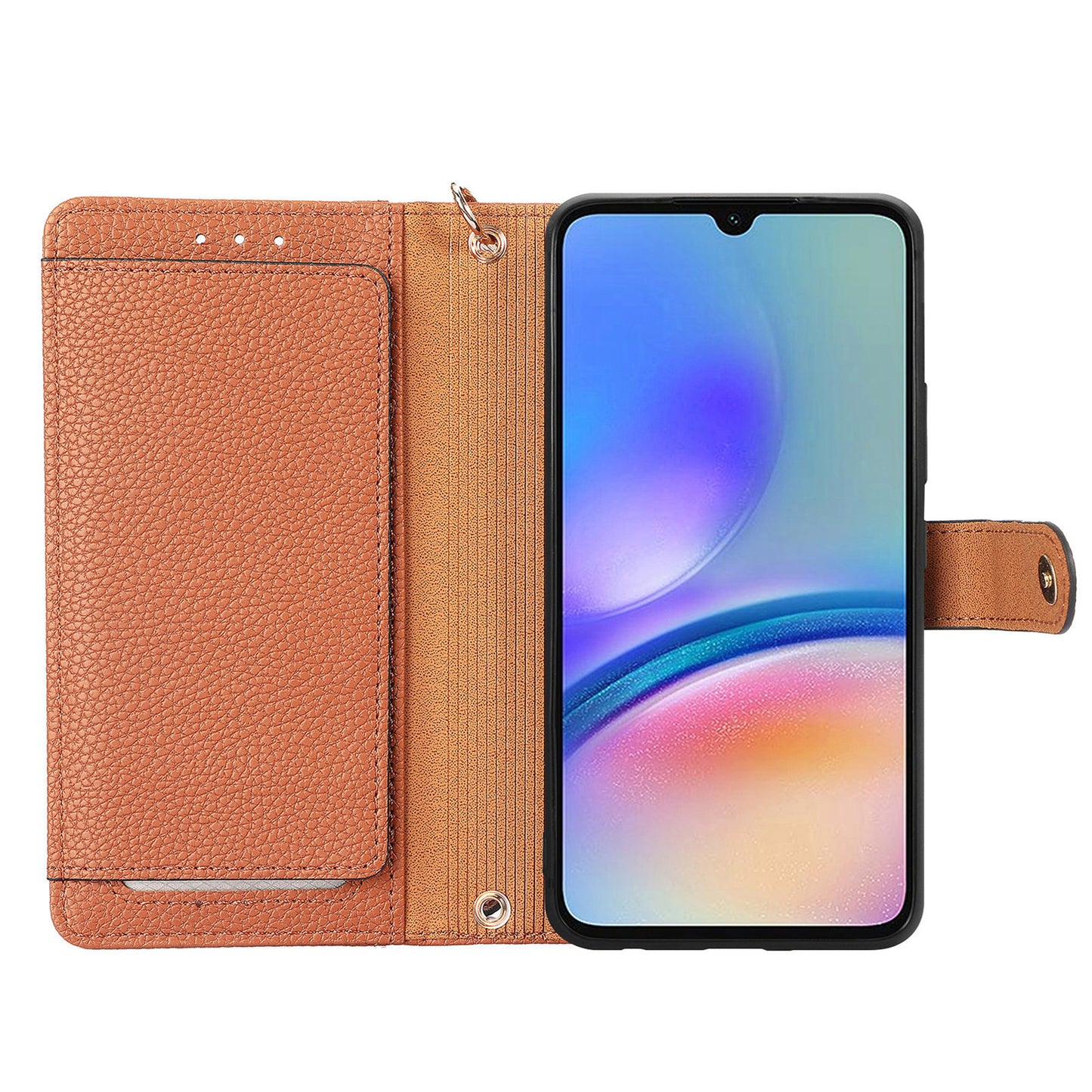 For Samsung Galaxy A06 Case RFID Blocking Zipper Pocket Leather Wallet Phone Cover - Brown