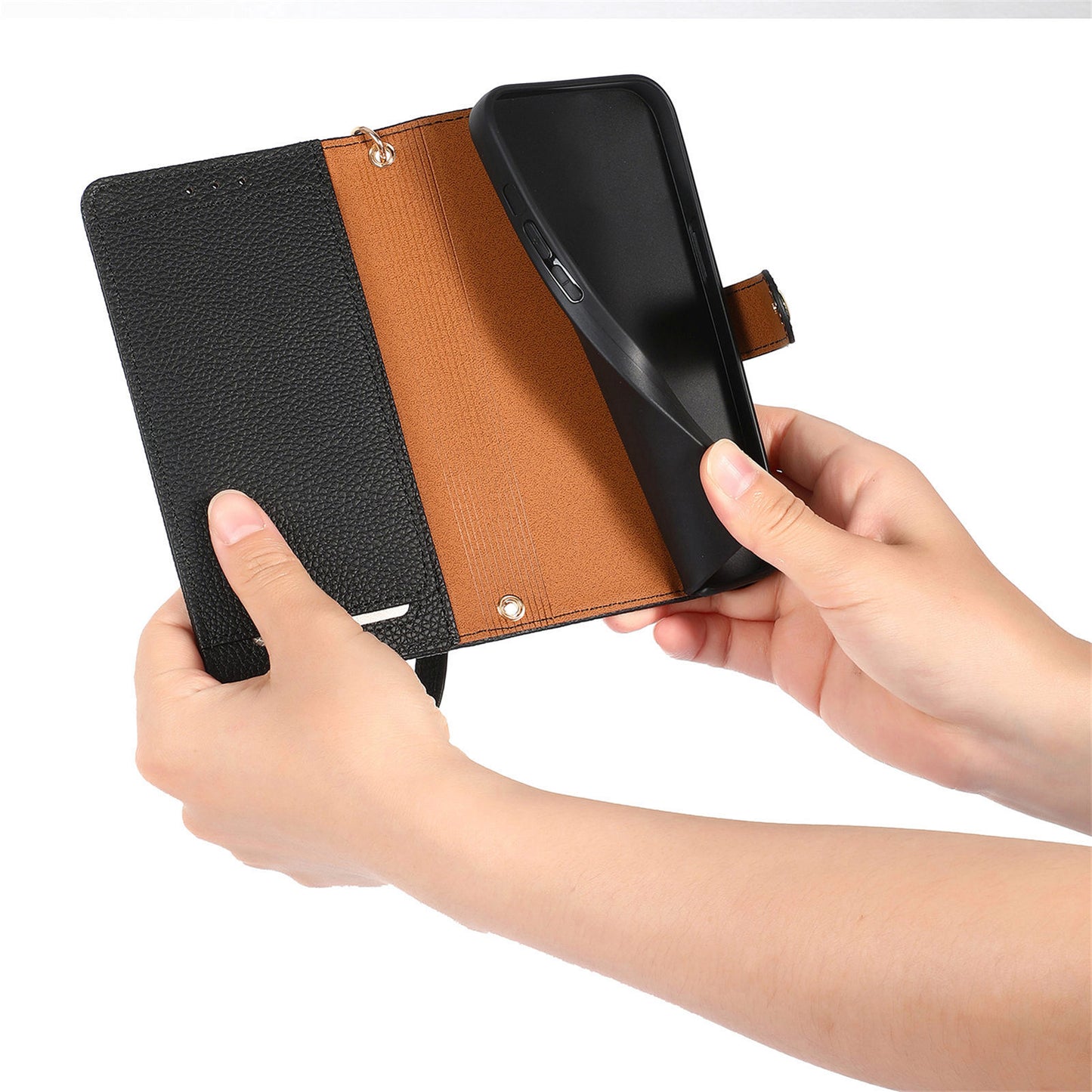 For Samsung Galaxy A06 Case RFID Blocking Zipper Pocket Leather Wallet Phone Cover - Black