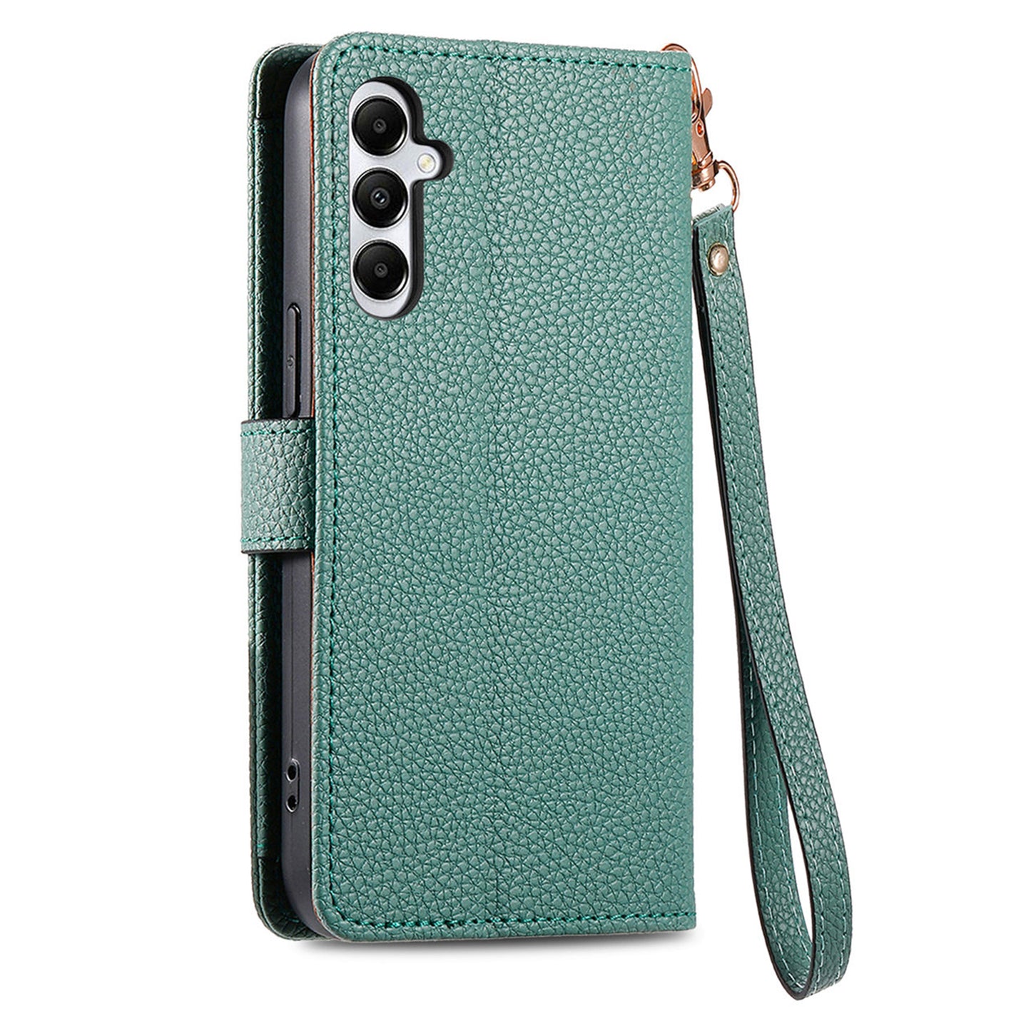 For Samsung Galaxy A06 Case RFID Blocking Zipper Pocket Leather Wallet Phone Cover - Green