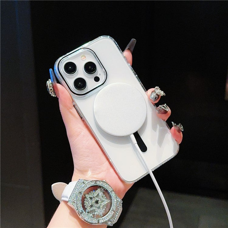 For iPhone 16 Pro Case Compatible with MagSafe Protective TPU+PC Phone Cover - Black