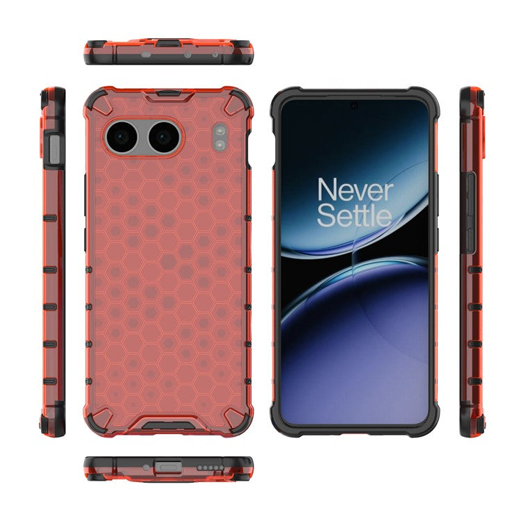 For OnePlus Nord 4 Case PC+TPU Phone Cover Honeycomb Shape - Red