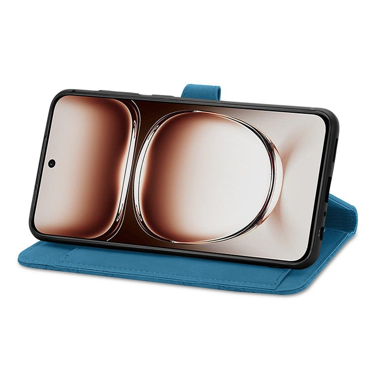 For OnePlus Nord 4 Case Zipper Wallet PU Leather Flower Imprint Phone Cover - Blue