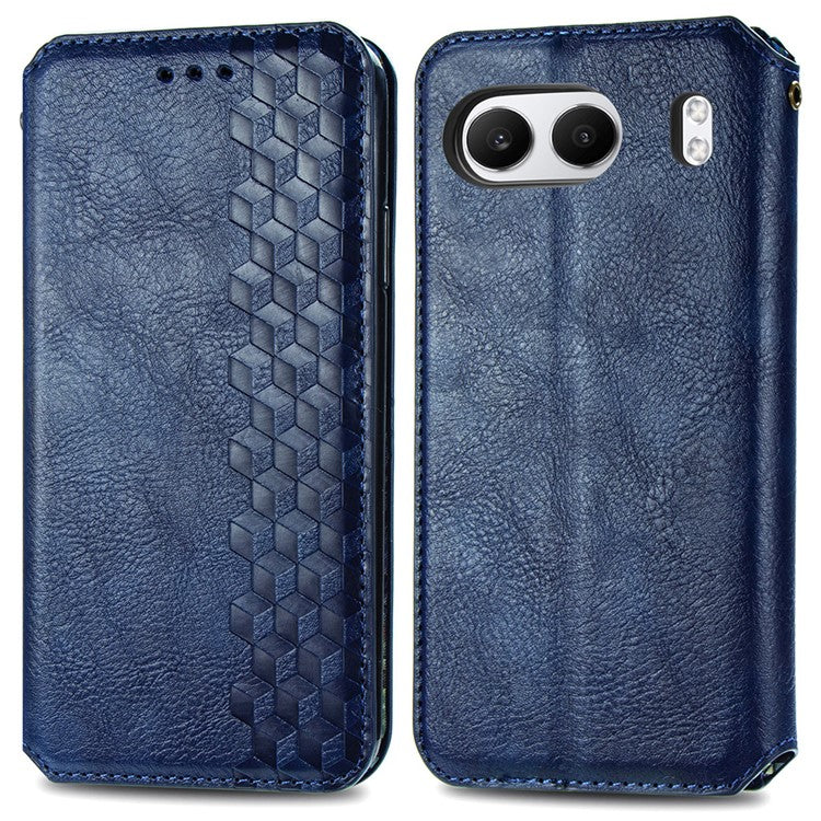 For OnePlus Nord 4 Case Rhombus Imprint PU Leather Wallet Phone Cover - Blue