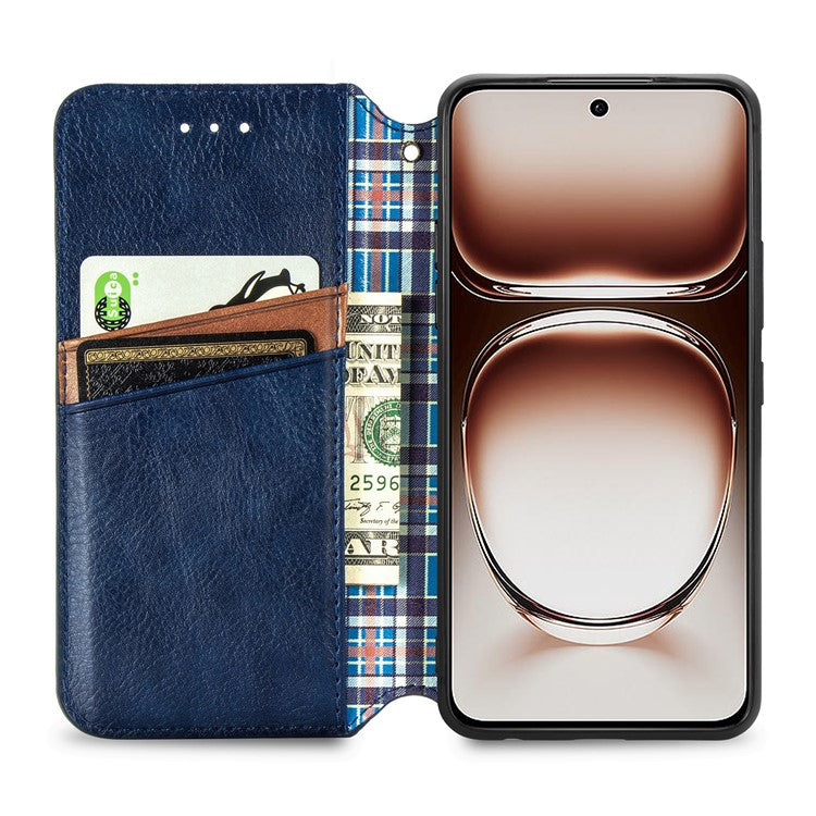 For OnePlus Nord 4 Case Rhombus Imprint PU Leather Wallet Phone Cover - Blue