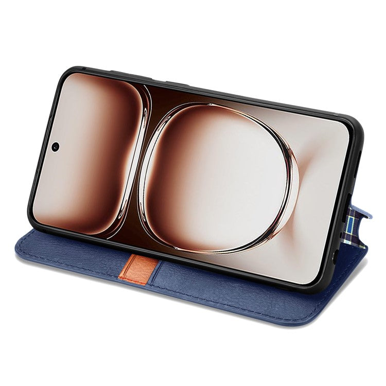 For OnePlus Nord 4 Case Rhombus Imprint PU Leather Wallet Phone Cover - Blue