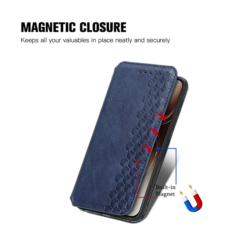 For OnePlus Nord 4 Case Rhombus Imprint PU Leather Wallet Phone Cover - Blue