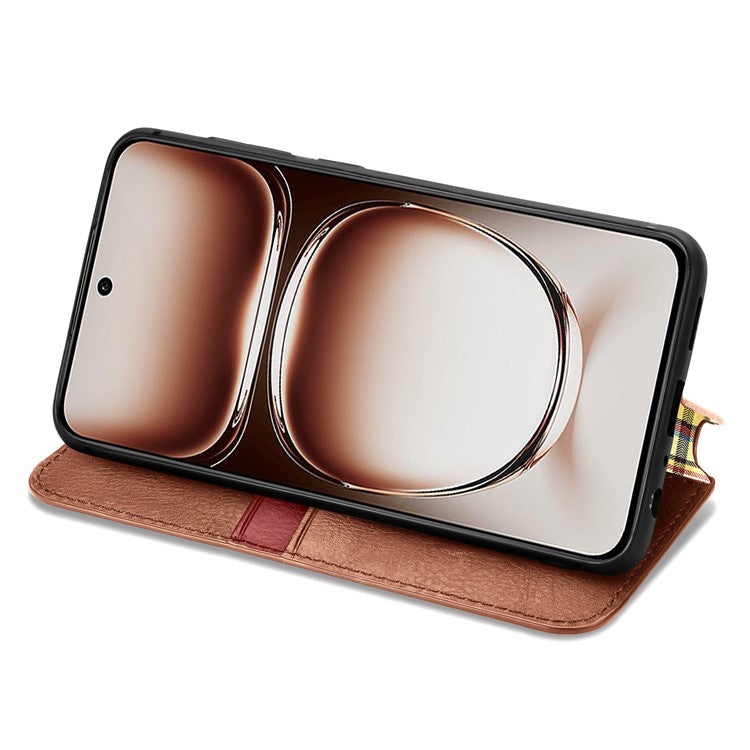 For OnePlus Nord 4 Case Rhombus Imprint PU Leather Wallet Phone Cover - Brown