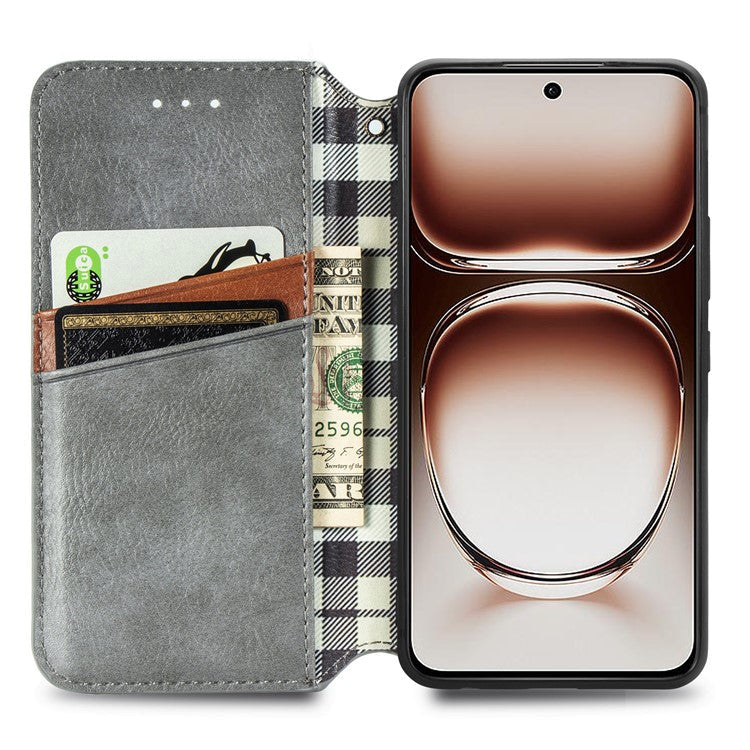 For OnePlus Nord 4 Case Rhombus Imprint PU Leather Wallet Phone Cover - Grey