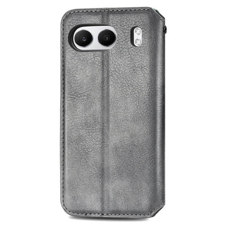 For OnePlus Nord 4 Case Rhombus Imprint PU Leather Wallet Phone Cover - Grey