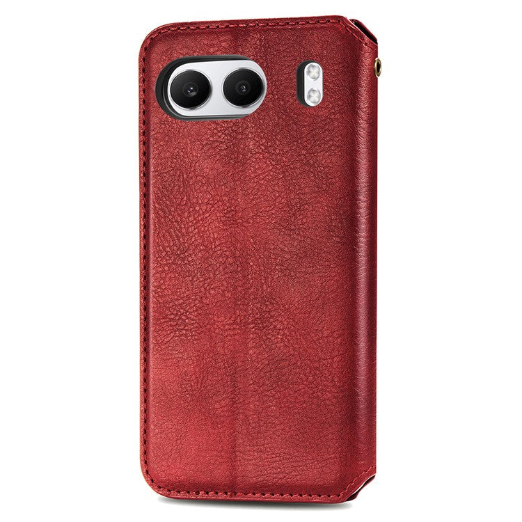 For OnePlus Nord 4 Case Rhombus Imprint PU Leather Wallet Phone Cover - Red