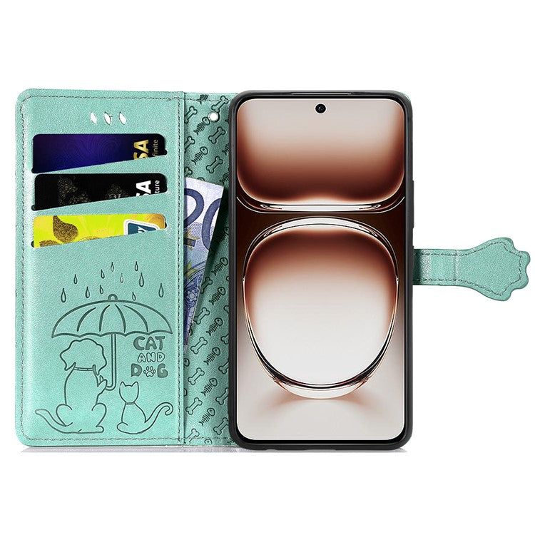 For OnePlus Nord 4 Case Leather Wallet Flip Phone Cover Cute Cat Dog Pattern - Green