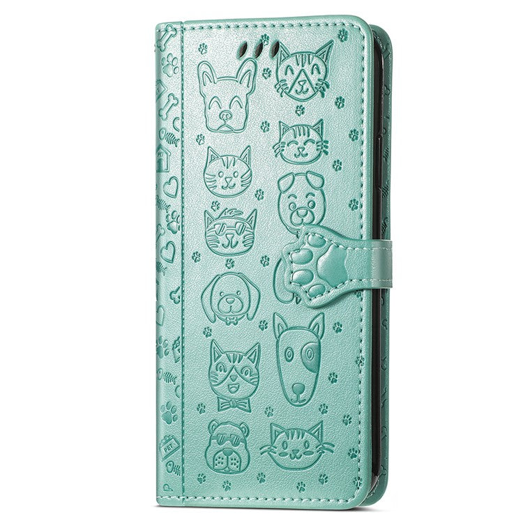 For OnePlus Nord 4 Case Leather Wallet Flip Phone Cover Cute Cat Dog Pattern - Green