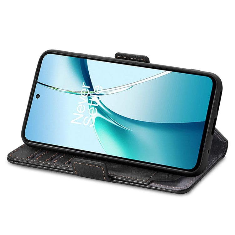 CASENEO 002 Series For OnePlus Nord 4 Case Stand Wallet Splicing PU Leather Cover - Black