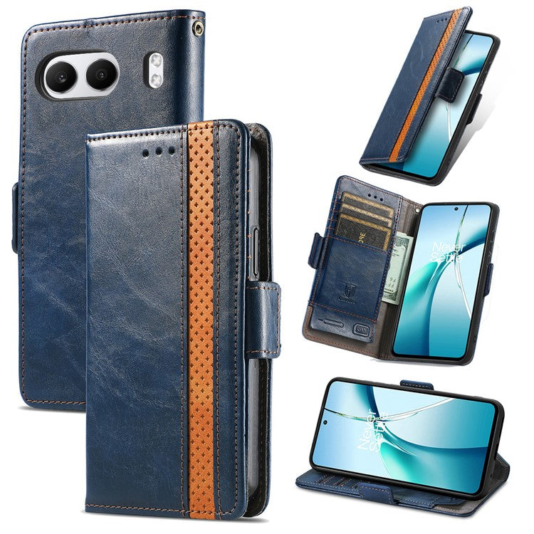 CASENEO 002 Series For OnePlus Nord 4 Case Stand Wallet Splicing PU Leather Cover - Dark Blue