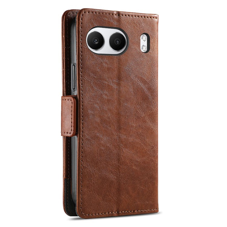 CASENEO 002 Series For OnePlus Nord 4 Case Stand Wallet Splicing PU Leather Cover - Dark Brown
