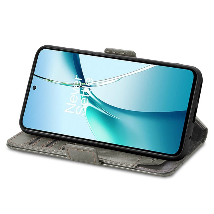 CASENEO 002 Series For OnePlus Nord 4 Case Stand Wallet Splicing PU Leather Cover - Grey