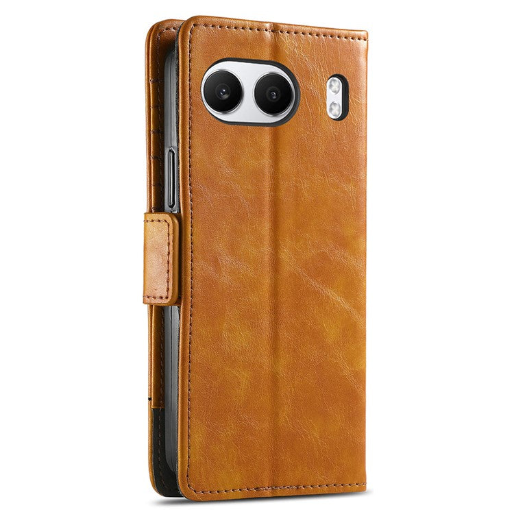 CASENEO 002 Series For OnePlus Nord 4 Case Stand Wallet Splicing PU Leather Cover - Light Brown