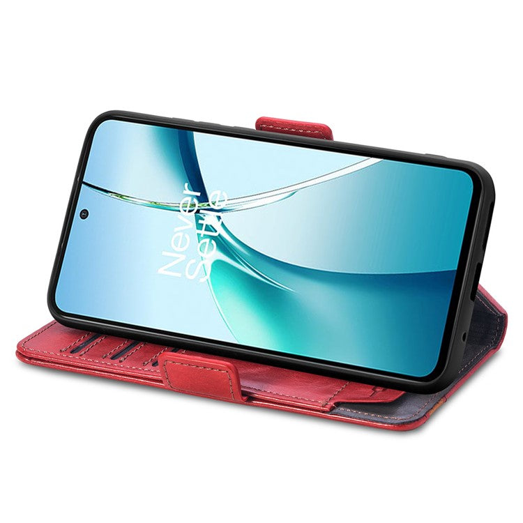 CASENEO 002 Series For OnePlus Nord 4 Case Stand Wallet Splicing PU Leather Cover - Red