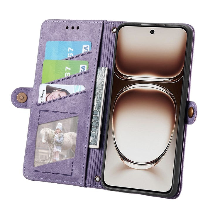 For OnePlus Nord 4 Case Zipper Wallet Geometry Lines Leather Phone Cover - Light Purple