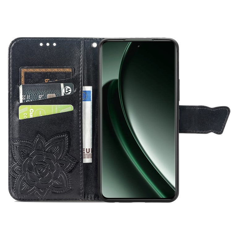 For OnePlus Nord 4 Case PU Leather Wallet Phone Cover Butterfly Pattern - Black