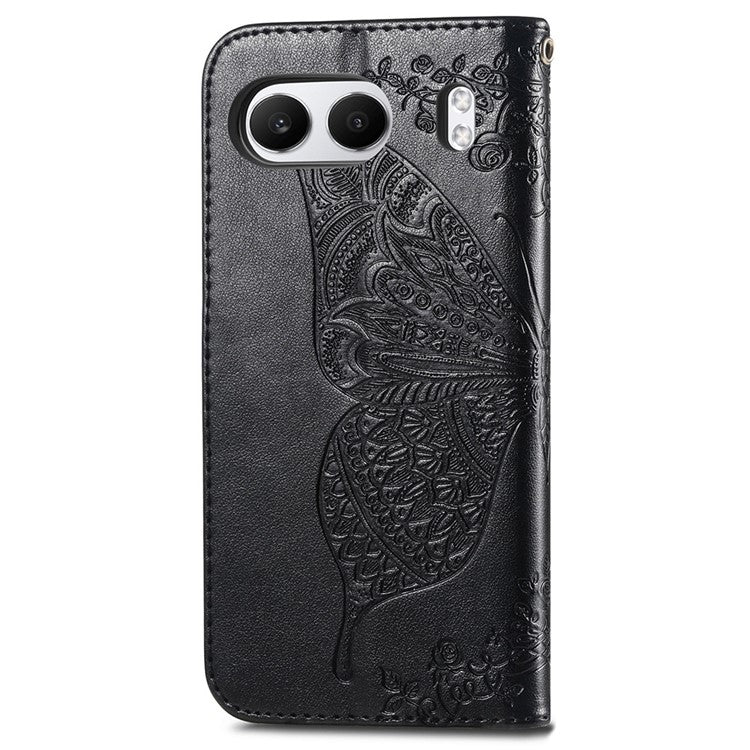 For OnePlus Nord 4 Case PU Leather Wallet Phone Cover Butterfly Pattern - Black