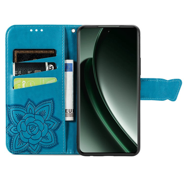 For OnePlus Nord 4 Case PU Leather Wallet Phone Cover Butterfly Pattern - Blue