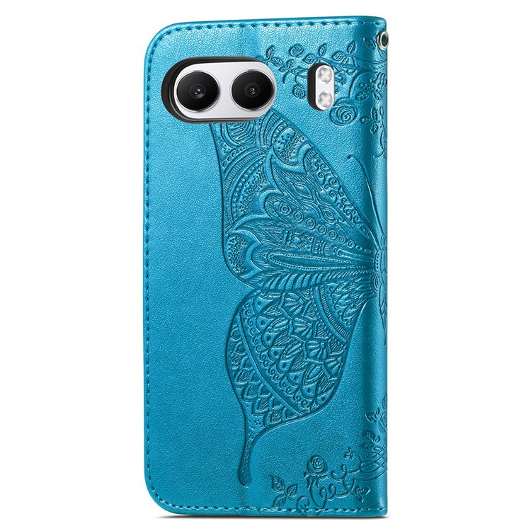 For OnePlus Nord 4 Case PU Leather Wallet Phone Cover Butterfly Pattern - Blue