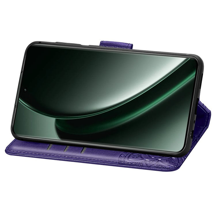 For OnePlus Nord 4 Case PU Leather Wallet Phone Cover Butterfly Pattern - Dark Purple