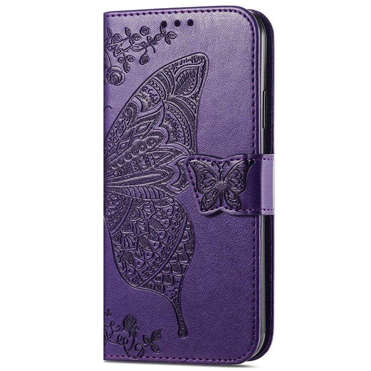 For OnePlus Nord 4 Case PU Leather Wallet Phone Cover Butterfly Pattern - Dark Purple