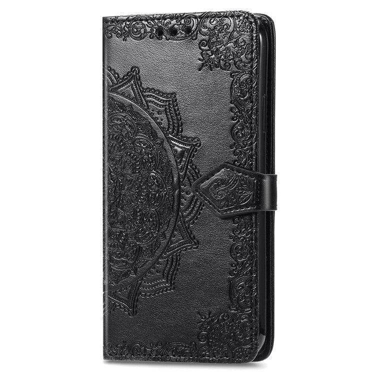 For OnePlus Nord 4 Case Mandala Embossed Design Leather Wallet Phone Cover - Black