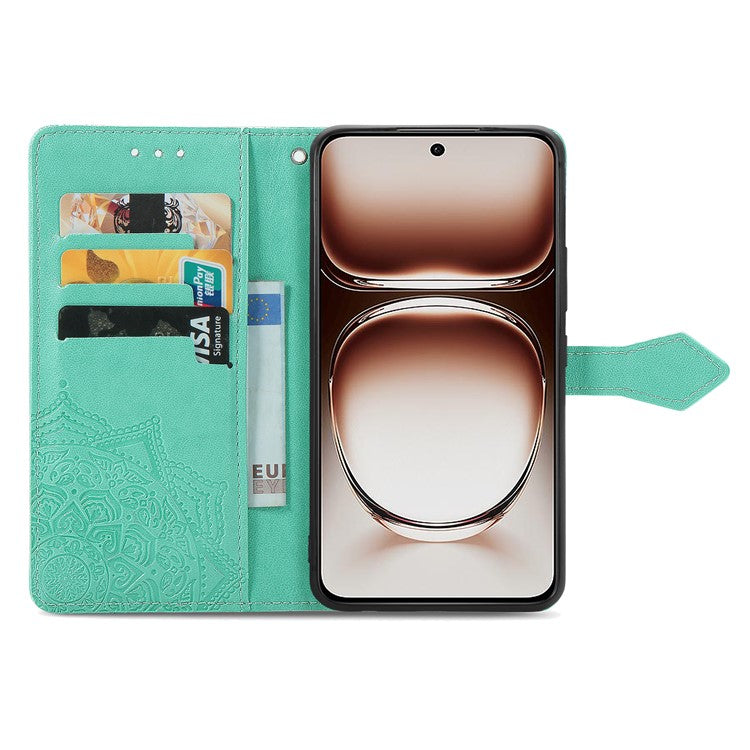 For OnePlus Nord 4 Case Mandala Embossed Design Leather Wallet Phone Cover - Green