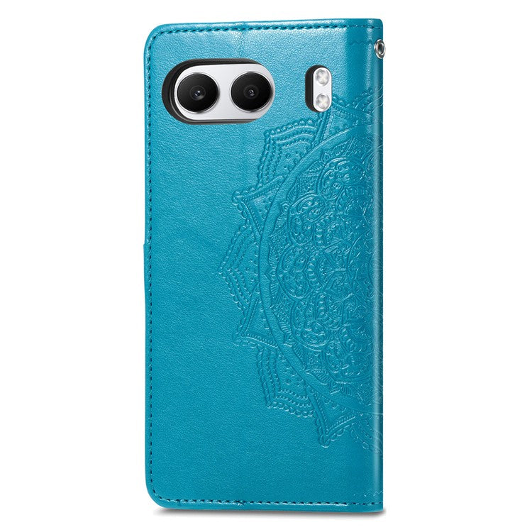 For OnePlus Nord 4 Case Mandala Embossed Design Leather Wallet Phone Cover - Blue