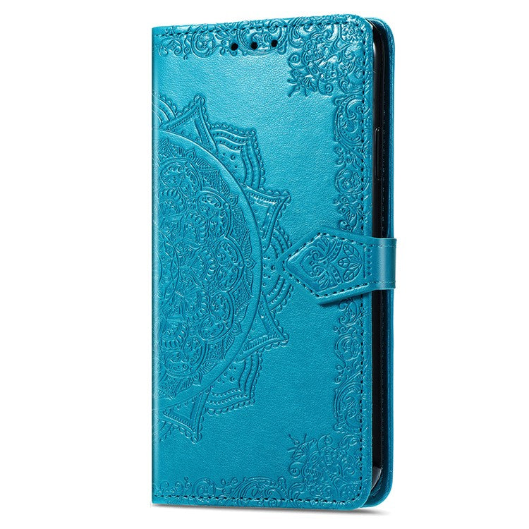 For OnePlus Nord 4 Case Mandala Embossed Design Leather Wallet Phone Cover - Blue