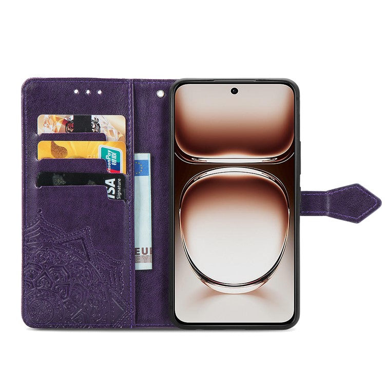 For OnePlus Nord 4 Case Mandala Embossed Design Leather Wallet Phone Cover - Purple