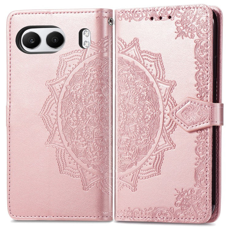 For OnePlus Nord 4 Case Mandala Embossed Design Leather Wallet Phone Cover - Rose Gold
