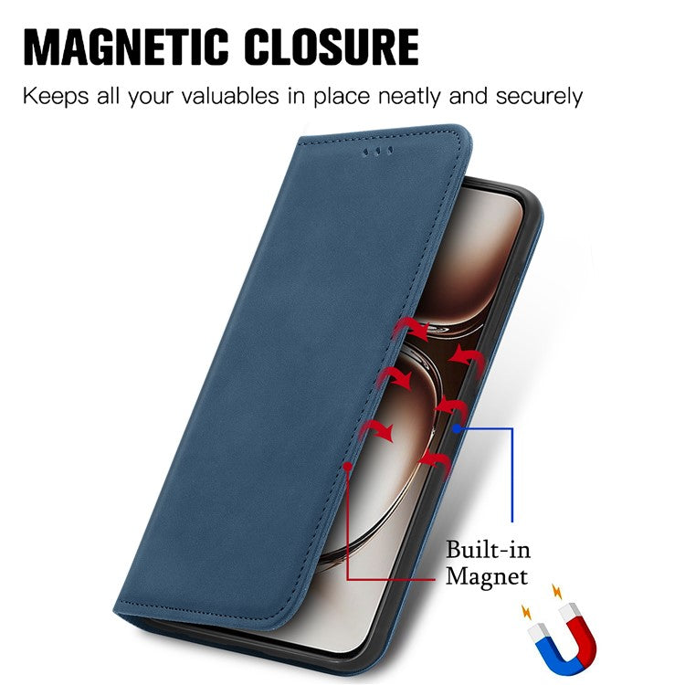 For OnePlus Nord 4 Case Skin Touch Feeling Leather Card Holder Phone Cover Magnetic Absorption - Dark Blue