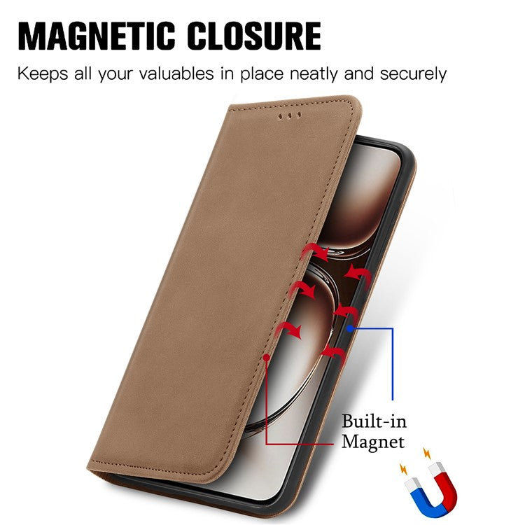 For OnePlus Nord 4 Case Skin Touch Feeling Leather Card Holder Phone Cover Magnetic Absorption - Brown