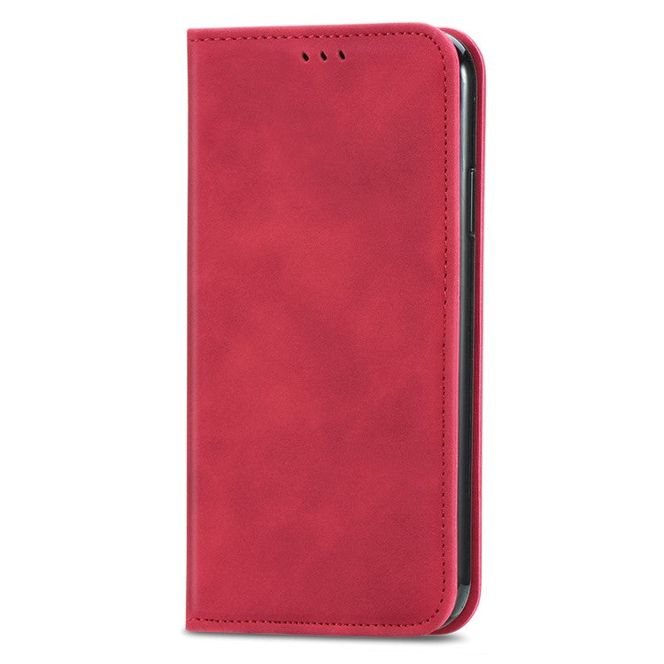 For OnePlus Nord 4 Case Skin Touch Feeling Leather Card Holder Phone Cover Magnetic Absorption - Red