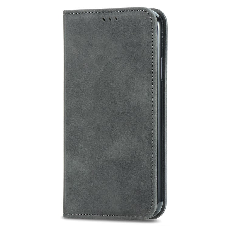 For OnePlus Nord 4 Case Skin Touch Feeling Leather Card Holder Phone Cover Magnetic Absorption - Grey