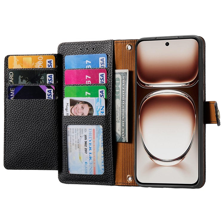 For OnePlus Nord 4 Case RFID Blocking Zipper Pocket Leather Wallet Phone Cover - Black