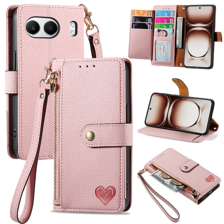 For OnePlus Nord 4 Case RFID Blocking Zipper Pocket Leather Wallet Phone Cover - Pink