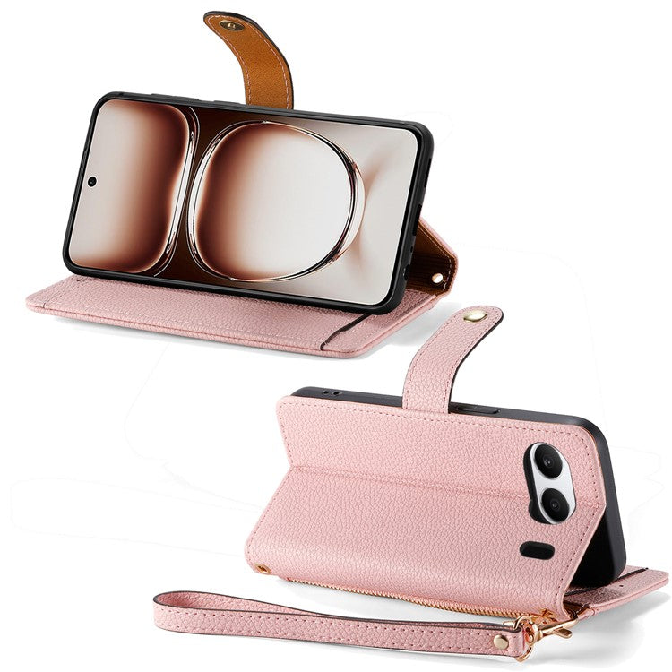 For OnePlus Nord 4 Case RFID Blocking Zipper Pocket Leather Wallet Phone Cover - Pink