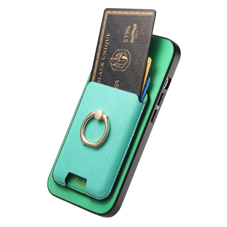 For iPhone 16 Plus Magnetic Case Leather+TPU Phone Cover Detachable Card Bag - Green