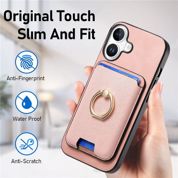 For iPhone 16 Plus Magnetic Case Leather+TPU Phone Cover Detachable Card Bag - Green