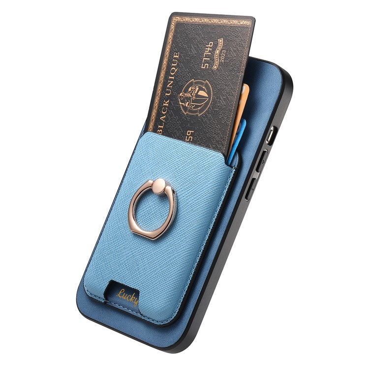 For iPhone 16 Magnetic Case Leather+TPU Phone Cover Detachable Card Bag - Blue