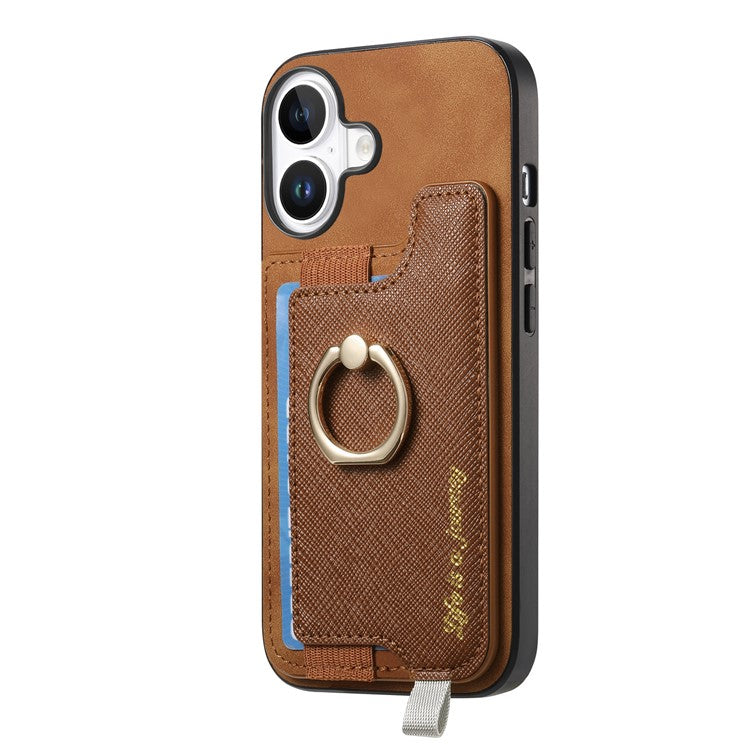 B5 For iPhone 16 Plus Case 2-in-1 Magnetic Detachable Card Holder Leather+TPU Phone Cover - Brown