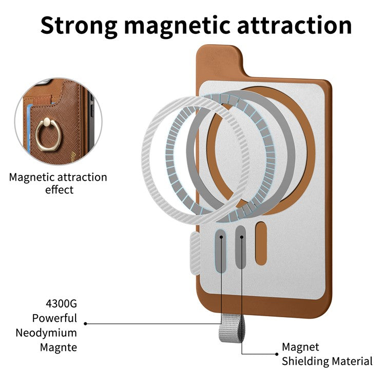 B5 For iPhone 16 Plus Case 2-in-1 Magnetic Detachable Card Holder Leather+TPU Phone Cover - Brown